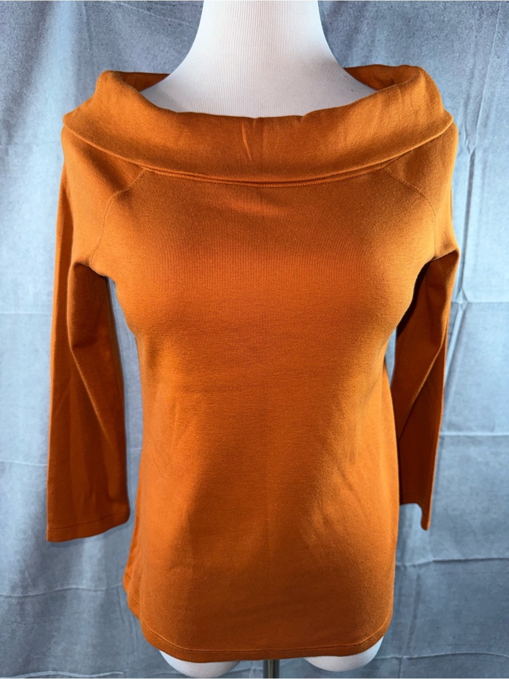 3167-Central Falls Women’s Off-the-Shoulder Long Sleeve Top in Burnt Orange